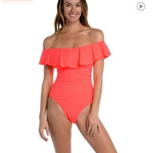 NWT La Blanca Island Goddess Off Shoulder One Piece Swimsuit Sz. 6